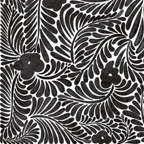 Whispering Retro-Modern Florals And foliage in black and white