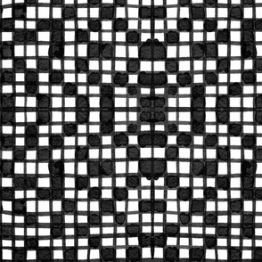 Asymmetric Inked Grid - Black and white uneven checks