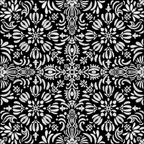 Ink Blossom Tiles - watercolor Black and white florals