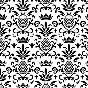 Royal Pineapple Elegance Black On White Smaller Scale