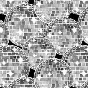 Sparkling Disco Balls - extra large - black and white 