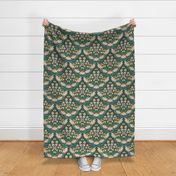 Butterfly Garden boho floral Green Large