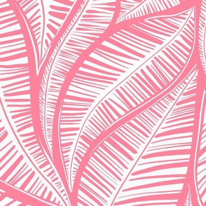 Serene Palm Leaves,  large scale Pink and White