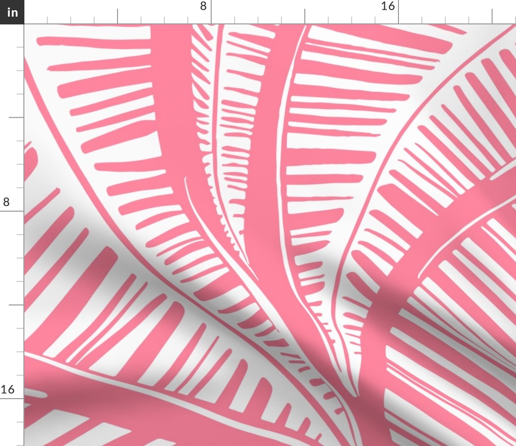 Serene Palm Leaves,  extra large scale Pink and White