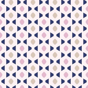 Cute Geometric Pattern in Pink, Tan and Navy - Mini