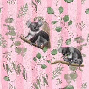 My hand-drawn eucalyptus koala pinky plus stripes 