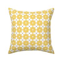White Geometric Elements on a Yellow Background