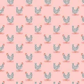 Dot Dot Chicken (✦Updated) Sm | Playful Chickens on Pink Background