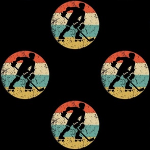 Retro Roller Hockey Player Vintage Style Roller Hockey Repeating Pattern Black