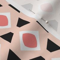 Cute Coral Pink, Charcoal, Apricot and White Geometric Pattern - Small