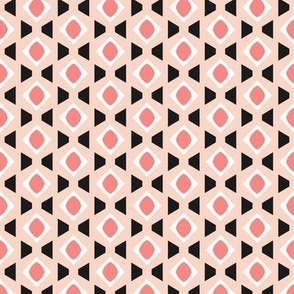 Cute Coral Pink, Charcoal, Apricot and White Geometric Pattern - Mini