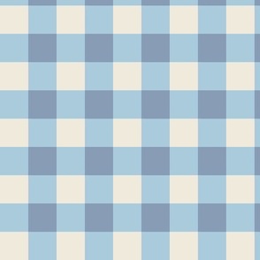 Gingham Check Plaid - muted blue and creamy white