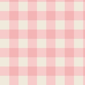 Gingham Check Plaid - muted pink and creamy white