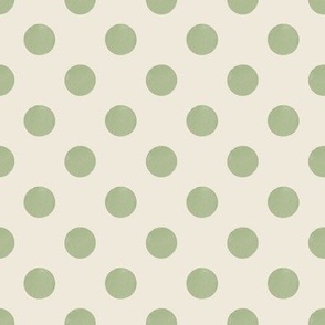 Textured Polka Dots -  muted green on creamy white