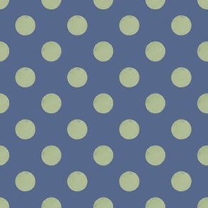 Textured Polka Dots - muted green on navy
