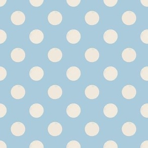 Textured Polka Dots - creamy white on light blue