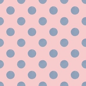 Textured Polka Dots - muted blue on pink