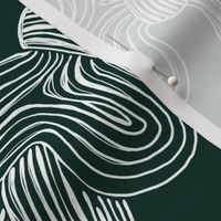 Intricate coquette ribbon bow in white on dark emerald green - small diagonal pattern. made for metallics