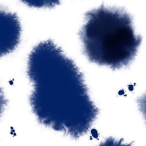 L Blue White Gold Ink Splodges Splatters Marks abstract paint drips