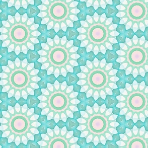 Large Geometric Flowers with Turquoise Background