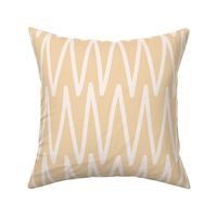 Simple Hand Drawn Geometric Zig Zag Lines in Earthy Boho Colors - (LARGE) - White Cream on Cornsilk Yellow