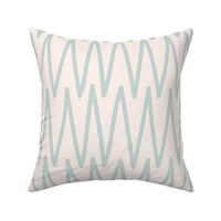 Simple Hand Drawn Geometric Zig Zag Lines in Earthy Boho Colors - (LARGE) - Light Blue on Eggshell White