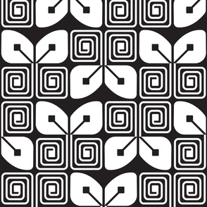 Vintage Geometric Butterfly Delight in black and white
