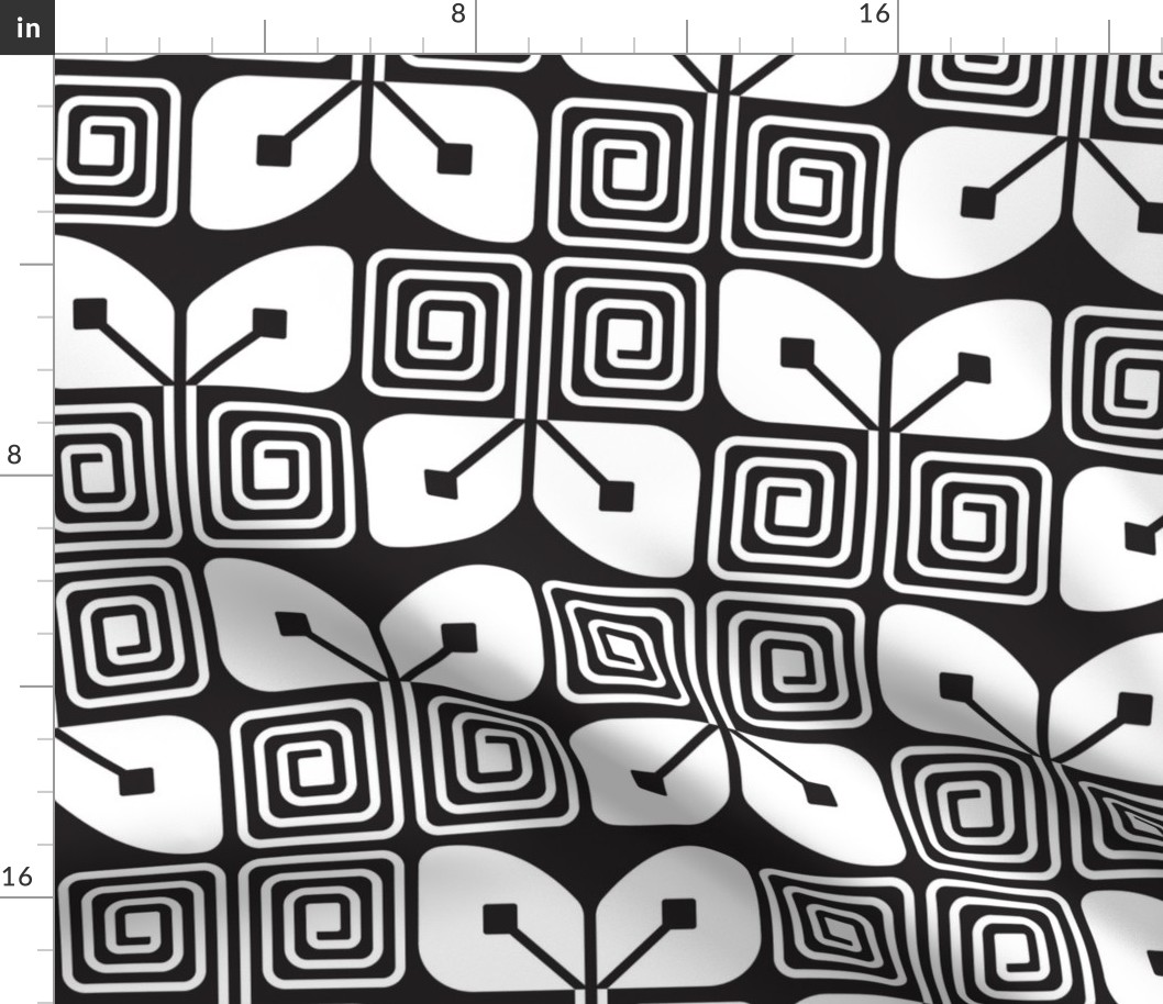 Vintage Geometric Butterfly Delight in black and white