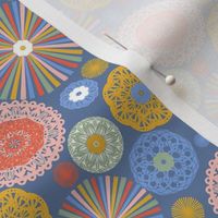 XS|Rainbow Pinwheel Doily Lace Party Wall on Blue-©Lucinda Wei