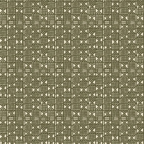 sketched geometric mud cloth in olive and ivory-extra small repeat