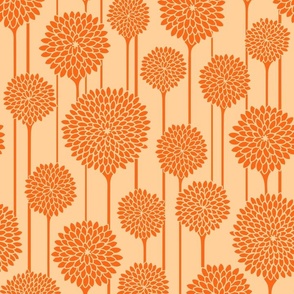 GARDEN BEAUTIES Vintage Retro Scandi Floral Botanical Blooms in Cottage Orange on Light Peach - MEDIUM Scale - UnBlink Studio by Jackie Tahara