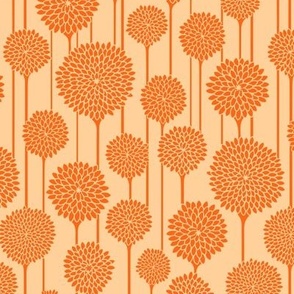 GARDEN BEAUTIES Vintage Retro Scandi Floral Botanical Blooms in Cottage Orange on Light Peach - SMALL Scale - UnBlink Studio by Jackie Tahara