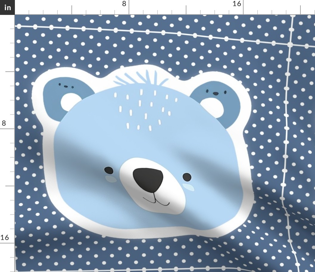 18x18 Panel Woodsy Bear Face for Lovey or Cushion Pillow Cover