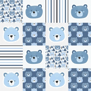Bigger Patchwork Woodsy Winter Bear Nursery 6 Inch Squares