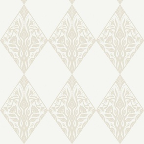Small - art deco diamonds, modern floral harlequin diamond wallpaper in pastel, neutral creams