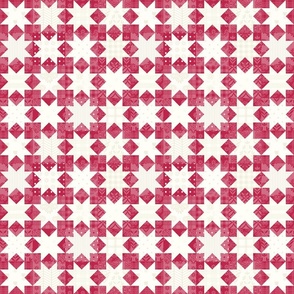 Red Mini Sawtooth Star patchwork 2” quilt blocks