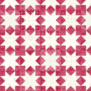 Red Sawtooth Star Patchwork 4” quilt blocks