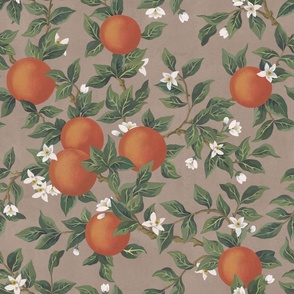 Orange Blossom - Dusky Mauve,  Grey, Large Scale