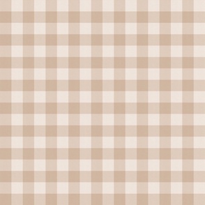 Soft Brown Checkerboard Plaid in Light Cocoa Brown and Neutral Beige - Small - Brown Gingham, Fall Plaid, Cabincore Plaid,