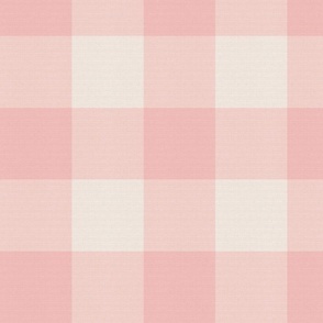 Rose Pink Checked Plaid in Soft Blush Pink and Neutral Beige - Large - Soft Pink Gingham, Fall Plaid, Farmhouse Plaid