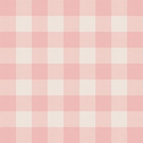 Rose Pink Checked Plaid in Soft Blush Pink and Neutral Beige - Medium - Soft Pink Gingham, Fall Plaid, Farmhouse Plaid