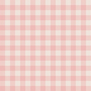 Rose Pink Checked Plaid in Soft Blush Pink and Neutral Beige - Small - Soft Pink Gingham, Fall Plaid, Farmhouse Plaid