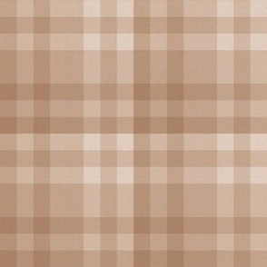 Soft Brown Plaid  in Cocoa Brown and Beige - Medium - Fall Plaid, Cabincore Plaid, Brown Flannel