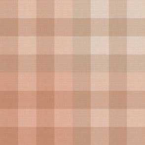Fall Checked Plaid in Cocoa Brown, Apricot, and Beige - Large - Western Plaid, Rustic Flannel, Cabincore Plaid