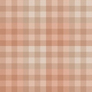 Fall Checked Plaid in Cocoa Brown, Apricot, and Beige - Medium - Western Plaid, Rustic Flannel, Cabincore Plaid