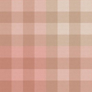 Fall Checked Plaid in Cocoa Brown, Blush Pink and Beige - Large - Cabincore Plaid, Western Plaid, Rustic Flannel