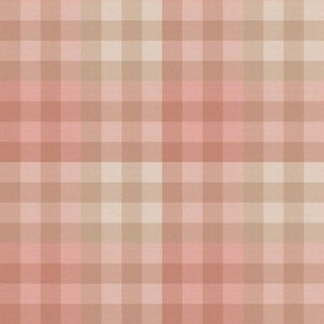 Fall Checked Plaid in Cocoa Brown, Blush Pink and Beige - Medium - Cabincore Plaid, Western Plaid, Rustic Flannel