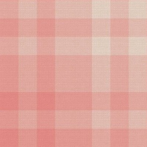 Rose Pink Plaid in Muted Pink and Beige - Large - Coral Plaid, Cabincore Plaid, Farmhouse Plaid