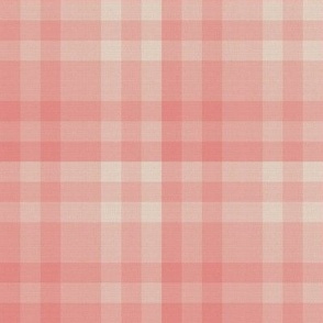 Rose Pink Plaid in Muted Pink and Beige - Medium - Coral Plaid, Cabincore Plaid, Farmhouse Plaid