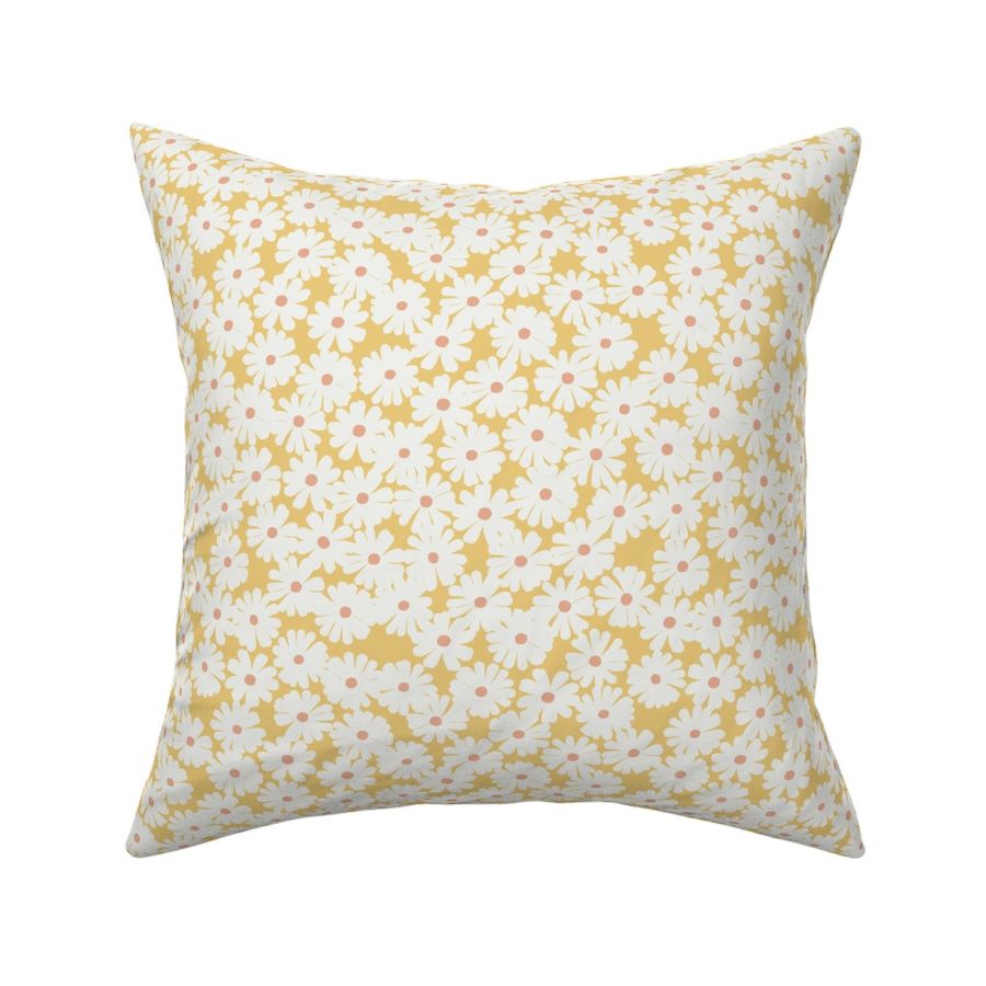 Ditsy Florals - Cream White And Yellow - Daisies  